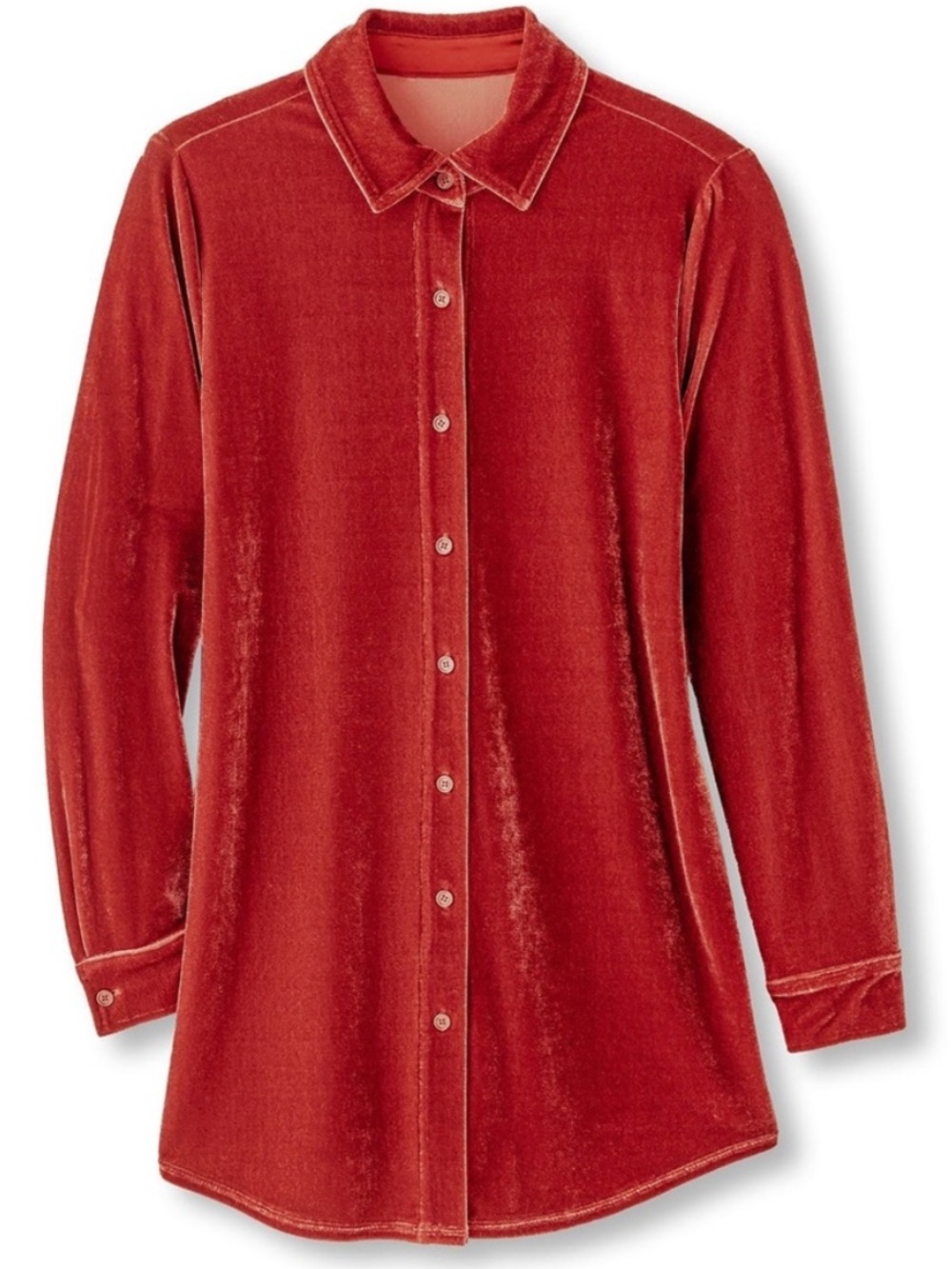Soft Surroundings Velvet Button 
Front Top Blouse Coral Pink Size M